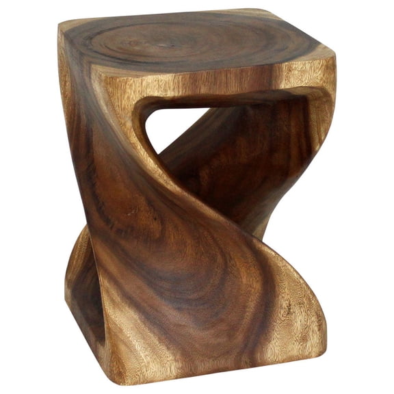 Haussmann Original Twist Pedestal Side Table, Walnut Finish, Solid Rain Tree Wood, 15 x 15 x 20 in