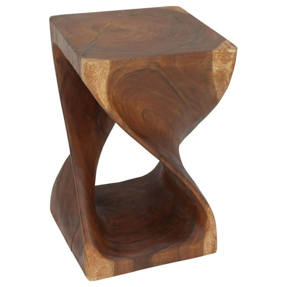 Haussmann Wood Twist End Table 15 x 15 x 23 inch High Cherry Oil