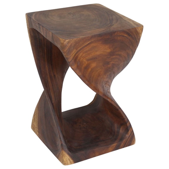 Haussmann Original Twist Pedestal Side Table, Walnut Finish, Solid Rain Tree Wood, 15 x 15 x 23 in