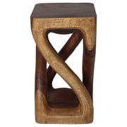 Haussmann Wood Vine Twist End Table, Walnut Finish, Solid Rain Tree Wood, 12 x 12 x 22 in