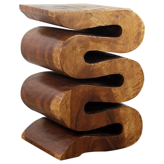 Haussmann Wave Solid Wood End Table - 12 x 14 x 20 in - Walnut