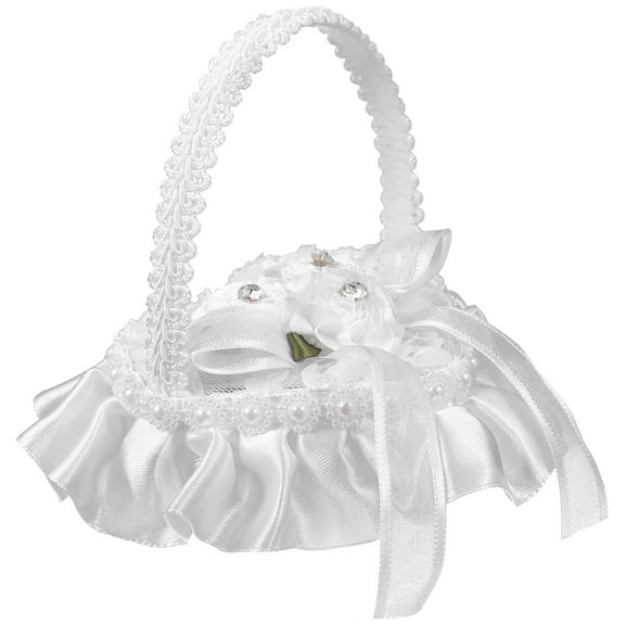 Haust Wedding Ring Pillow Heart-shape Lace Engagement Ring Pillow Ring Box Holder with Handle