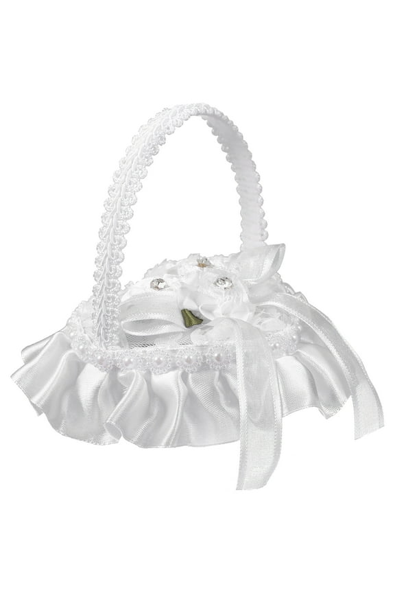 Wedding Ring Pillow Heart-shape Lace Engagement Ring Pillow Ring Box Holder with Handle