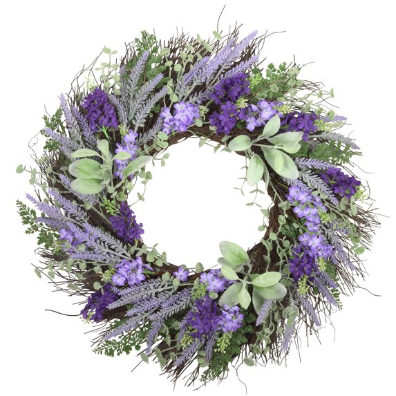 Haute Decor 24 Inch Mixed Lavender/Larkspur Wreath