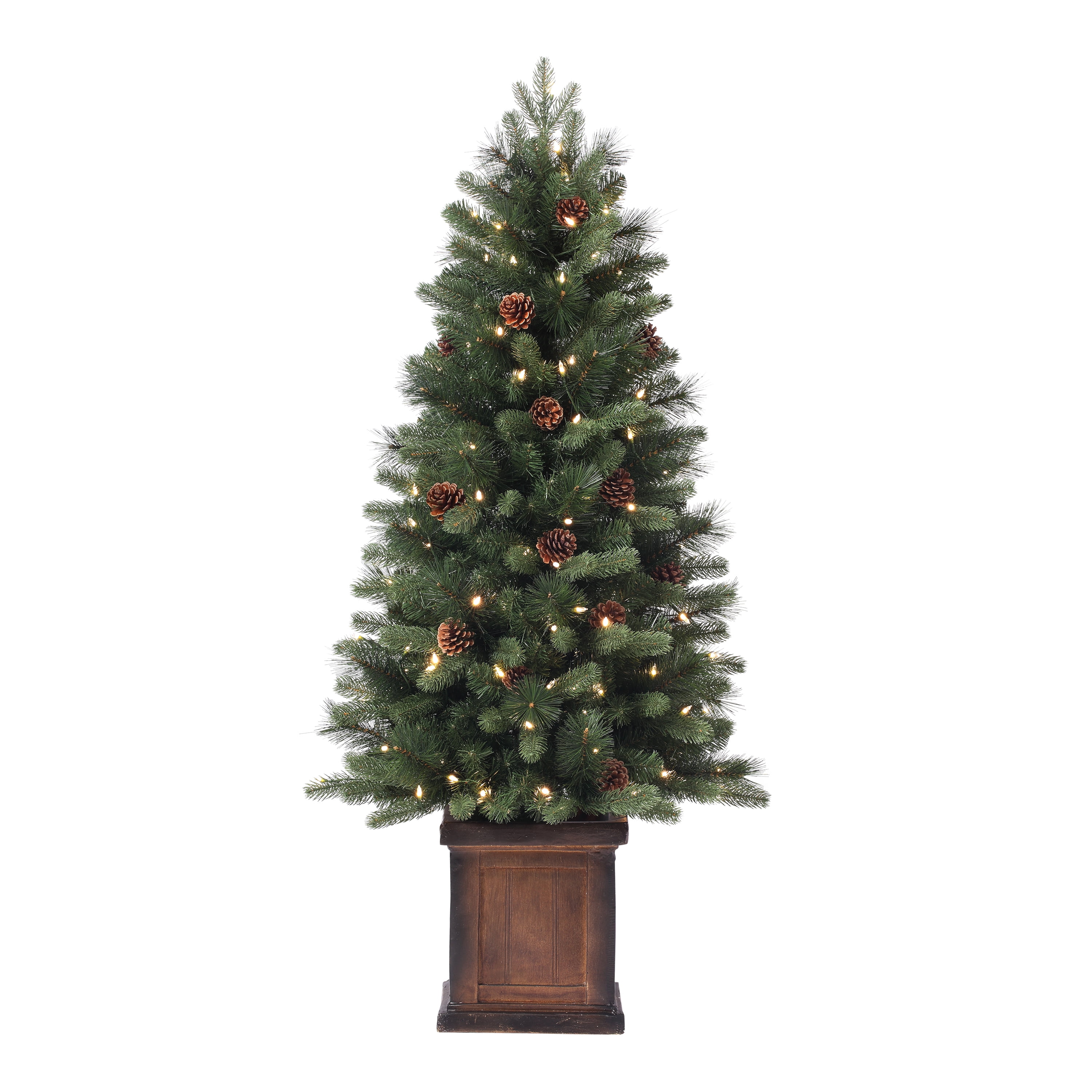 Haute Decor 4.5 Ft. Brookdale PE Fir Potted Christmas Tree with Color ...