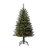 Haute Decor Dumont Fir Pre-lit Artificial Christmas Tree with Warm White Energy-Efficient LED Lights - 4 Foot Tall Size, Perfect for Smaller Spaces