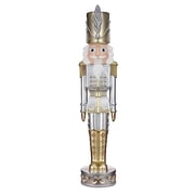 Haute Decor 48-INCH Tall Gold and Silver Christmas Nutcracker - Seasonal Holiday Soldier Statue for Indoor/Outdoor Use - Sturdy Resin Construction