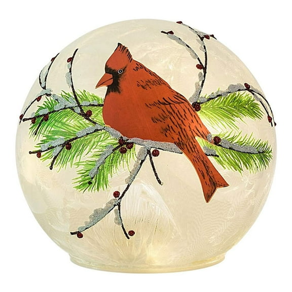 Haute Decor 6 Inch Diameter Cardinal Christmas Globe Light Battery Operated