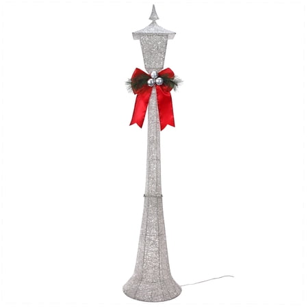Haute Decor 60 Inch Tall White Lamppost with LED Lights for Indoor or Outdoor Use