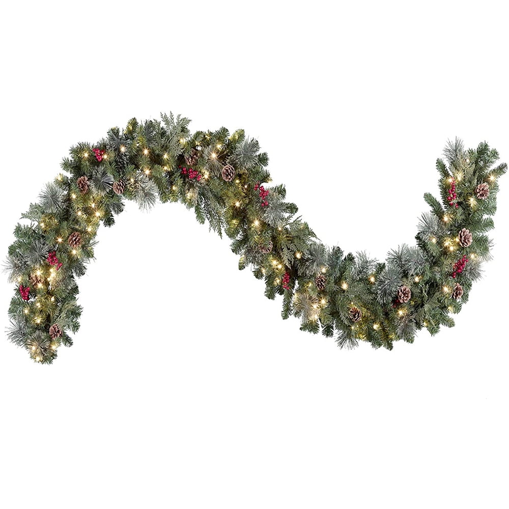 Luminous Pinecone and Berry 9ft Outdoor Christmas Garland