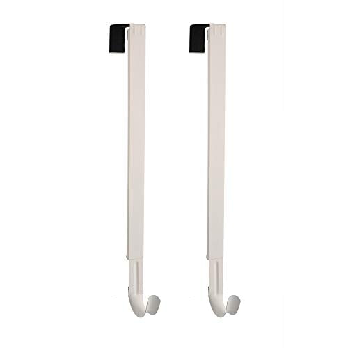 Haute Decor Adapt Adjustable Length Wreath Hanger - 2 Pack (White) - Two Identical Strong Over The Door Wreath Hangers - Holds up to 20 lbs