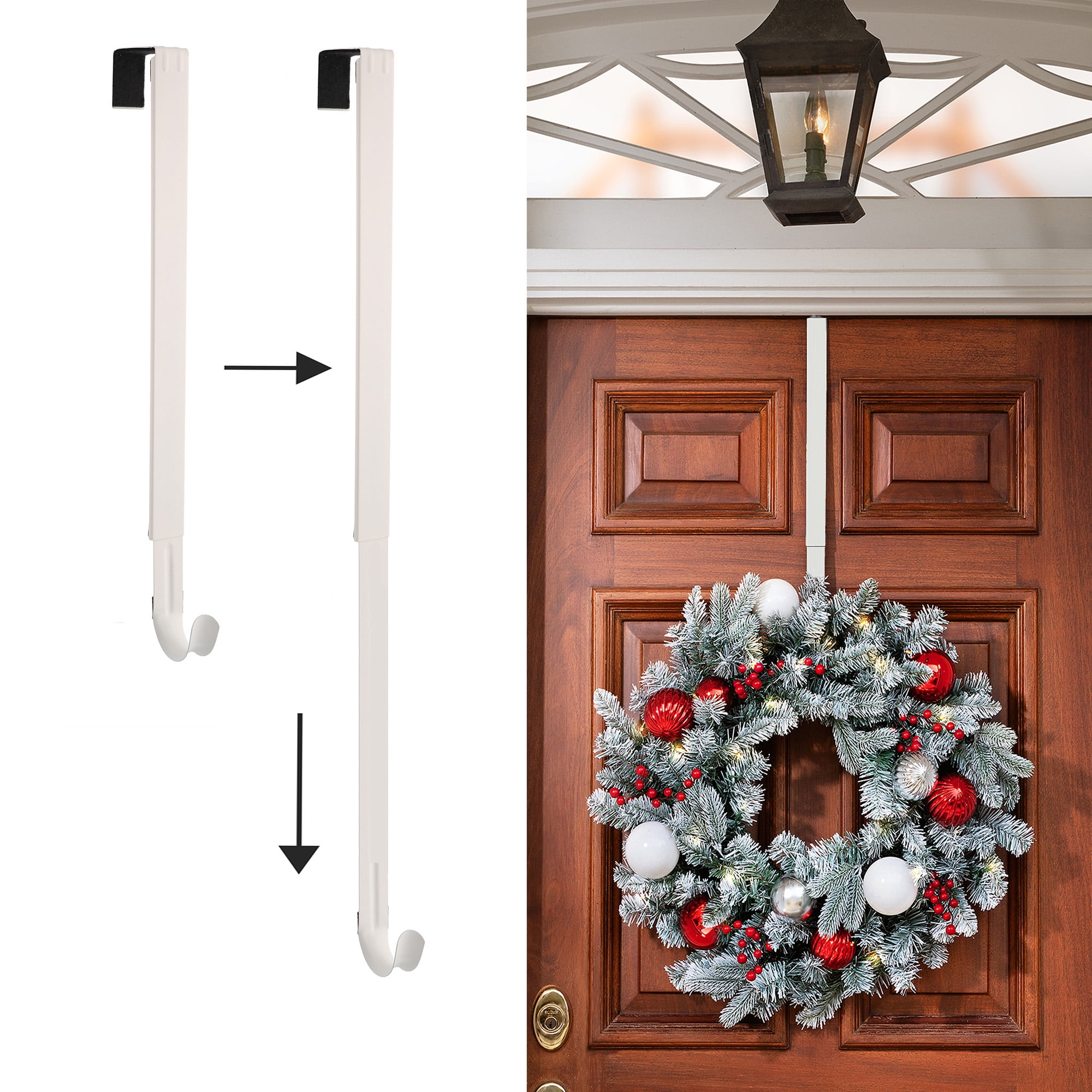 Haute Decor Adapt Adjustable Length Wreath Hanger White Holds up to