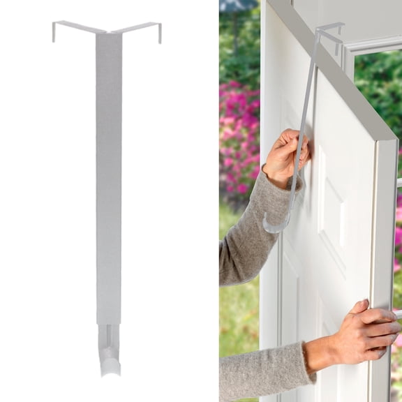 Haute Decor Adapt Adjustable Wreath Hanger, Top & Length Adjustable Version - Textured Silver