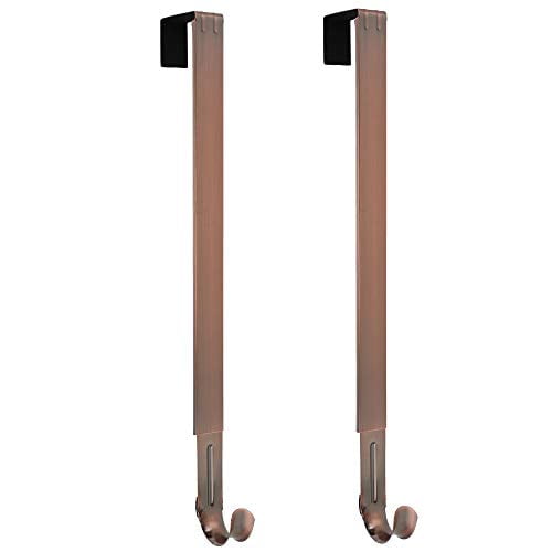 Haute Decor Adjustable Length Over The Door Wreath Hook and Hangers - 2 Pack- Oil Rubbed Bronze - Strong Holds up to 20 lbs. - Set of 2 Identical Wreath Hangers Included