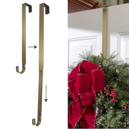 Haute Decor Adjustable Length Wreath Hanger, Antique Brass, 20 lb Capacity