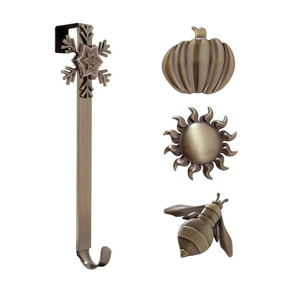 Haute Decor Adjustable Length Wreath Hanger with Bee Icon and More, Bronze