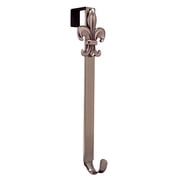 Haute Decor Adjustable Length Wreath Hanger with Removable Icon Oil-Rubbed Bronze - Fleur De Lis - Metal Over The Door Wreath Hanger for Front Door, Back Door, Interior Door