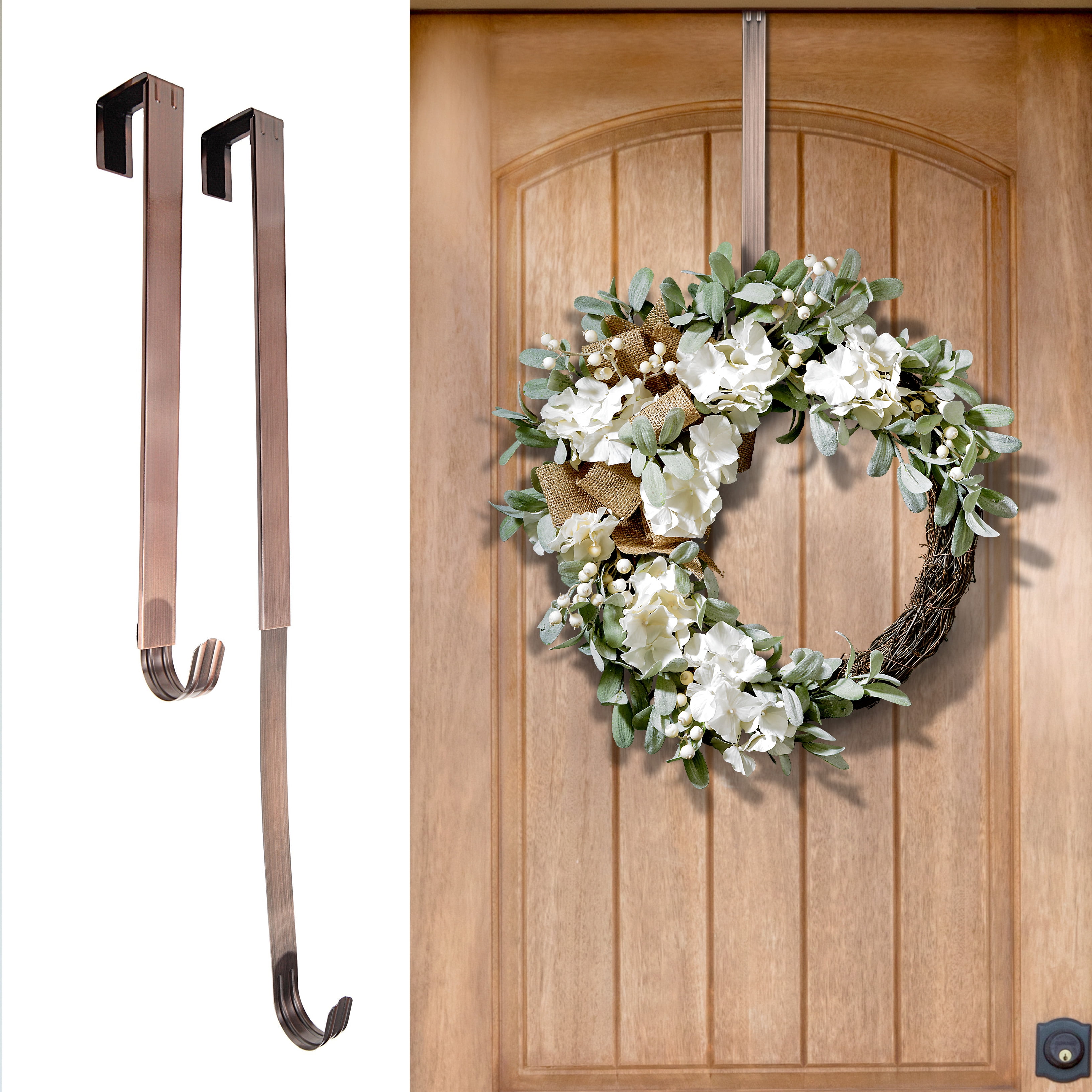 Haute Decor Adjustable Metal Wreath Hanger, OilRubbed Bronze