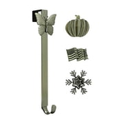 Haute Decor Adjustable Wreath Hanger with Snowflake Icon and More, Brass