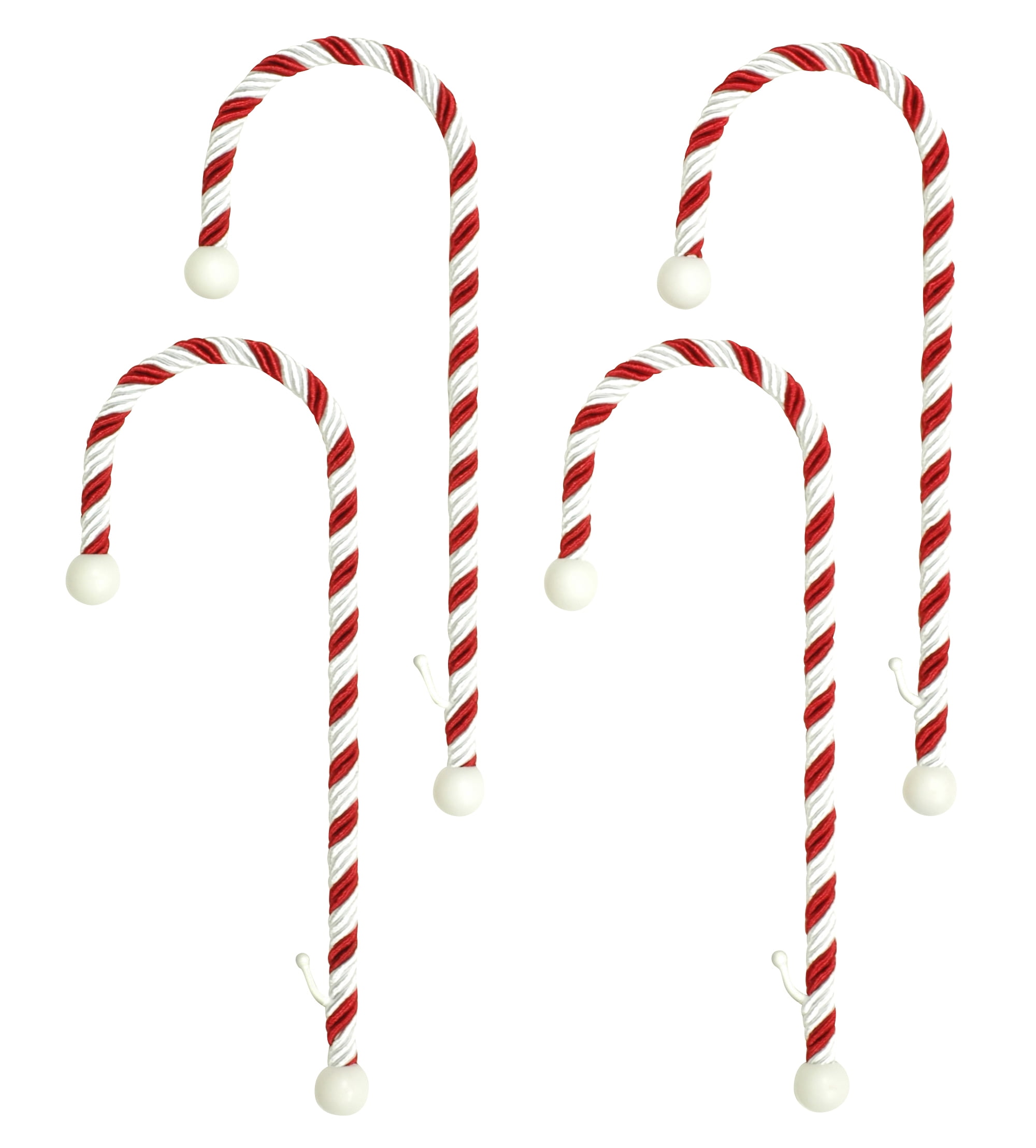 Classic Red and White Candy Cane Stocking Holders, 4-Pack