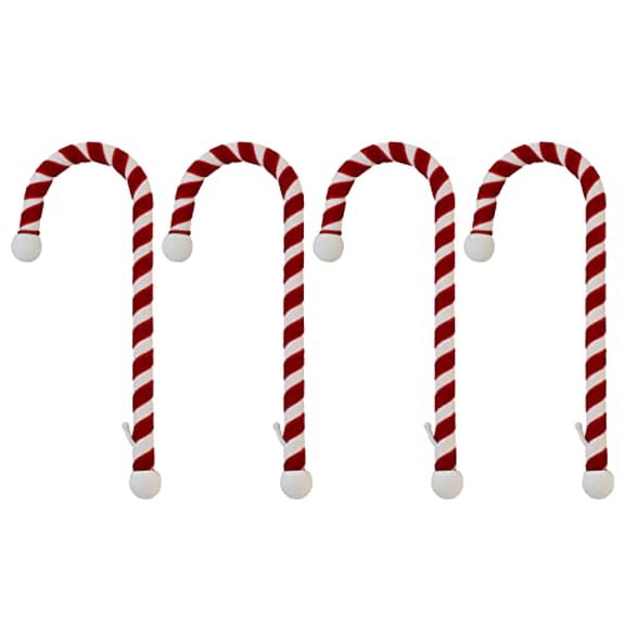 Haute Decor Candy Cane Stocking Holder (Velvet 4-Pack) - Lightweight Christmas Stocking Hanger, Holds up to 10 pounds