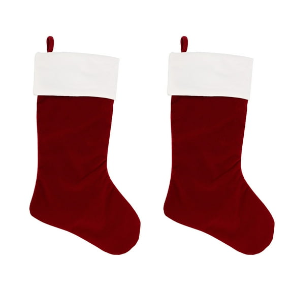Haute Decor Hangright™ Deluxe Christmas Stocking, Dark Red and White, Size: 2 Pack