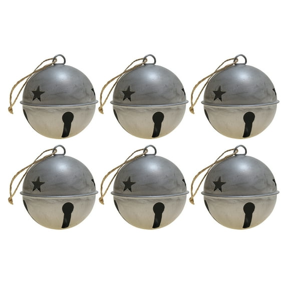 Haute Decor Jingle Bell Ball Ornaments, 3.35-inch Diameter, 6-Pack (Silver)