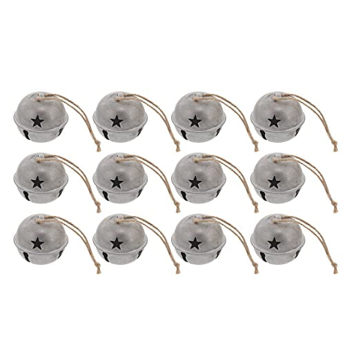 Haute Decor Jingle Bell Ornaments, 1.97-inch Diameter, 12-Pack - Silver Metal Bell Christmas Ornament Decorations