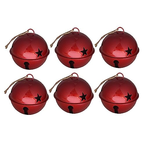 Haute Decor Jingle Bell Ornaments, 3.35-inch Diameter, 6-Pack (Shiny Red)