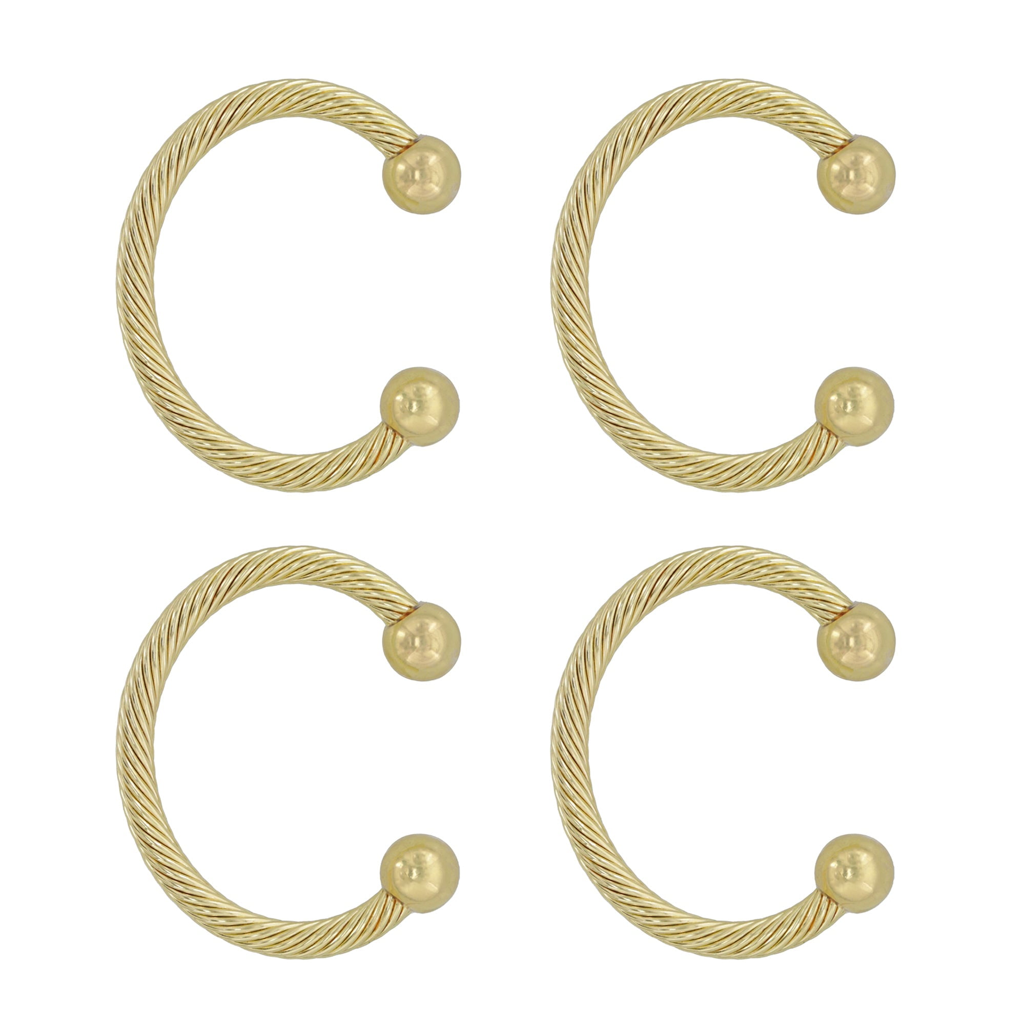 Gold Metal Rope Design Mantle Stocking Holder Set