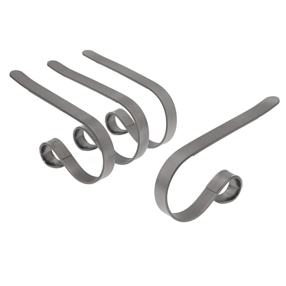 Haute Decor Pewter Metal The Original MantleClip Christmas Stocking Holders, 4.5" x 0.5" x 2.5" (4 Count)