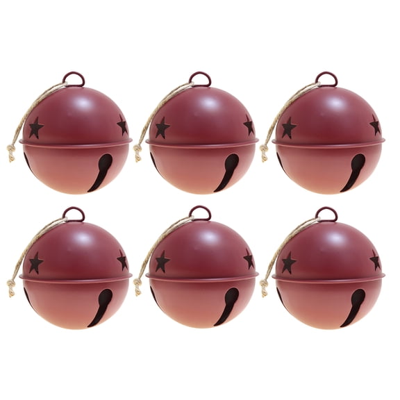 Haute Decor Red Metal Jingle Bell Ball Ornaments, 6 Count (3.35")