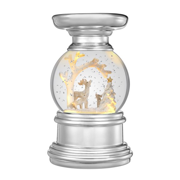 Haute Decor Snowburst 6.5 Inch Tall Christmas Snowglobe Candle Holder - Deer
