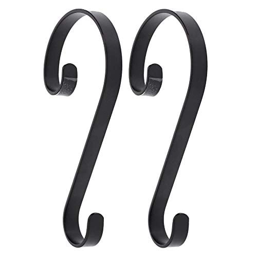 Haute Decor Stocking Scrolls Stocking Hanger- 2 Pack (Matte Black) - Christmas Stocking Holder for Various Mantel Sizes and Styles, Including Large