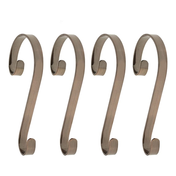 Haute Decor Stocking Scrolls Holiday Stocking Hanger, Bronze (4 Pack)