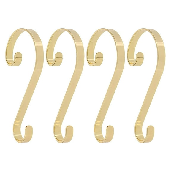 Haute Decor Stocking Scrolls Holiday Stocking Hanger, Gold/Brass (4 Pack)
