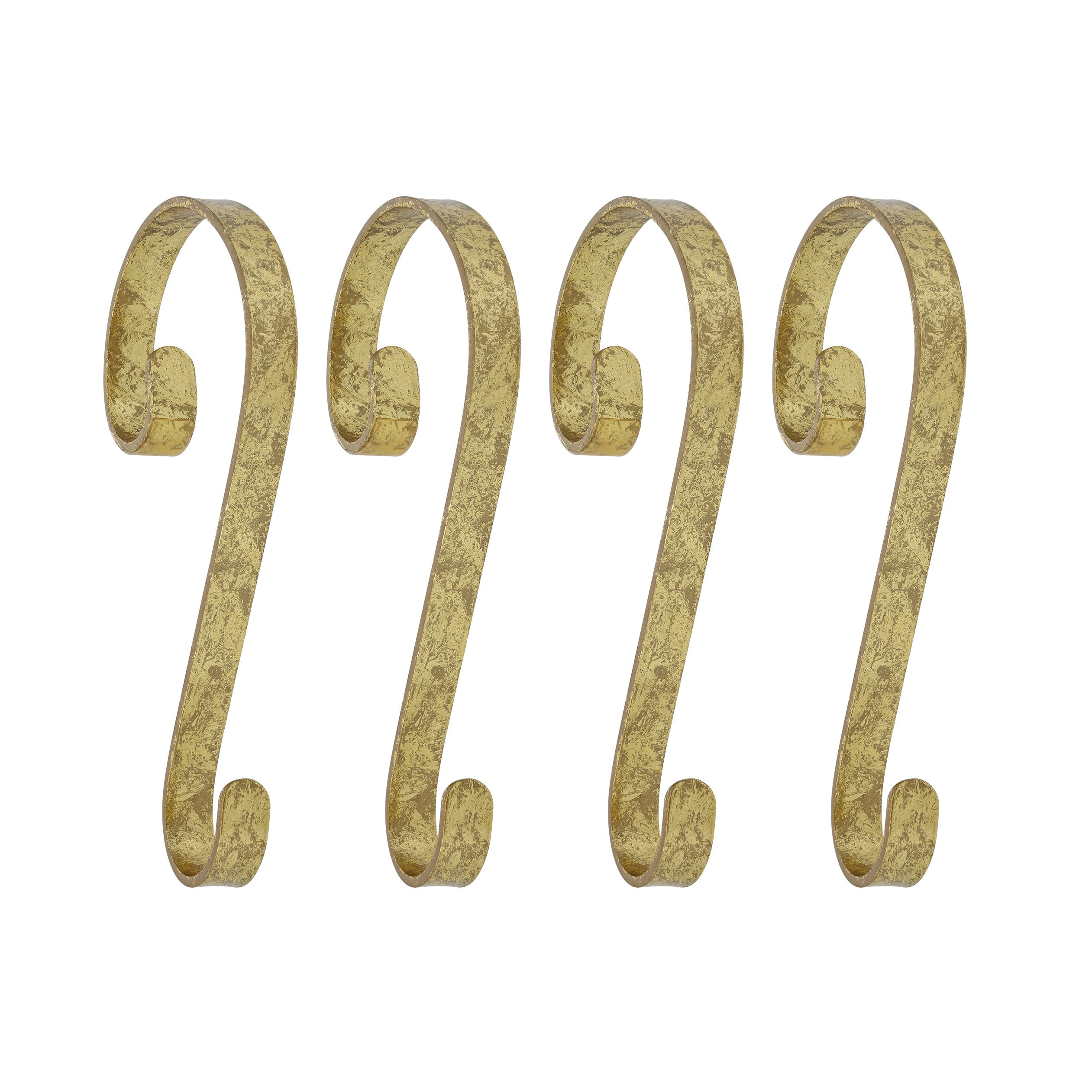 Gold Foil Ornate Scroll Stocking Holders, 4 Pack