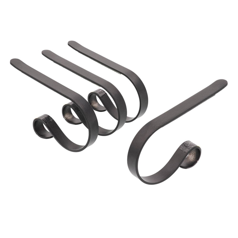 Matte Black Metal MantleClip Stocking Holders, Set of 4