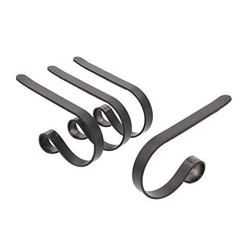 Haute Decor The Original MantleClip Stocking Holder- 4 Pack (Matte Black) - Hang Christmas Stockings Safely and Securely from Mantels Up to 3 Inches Thick