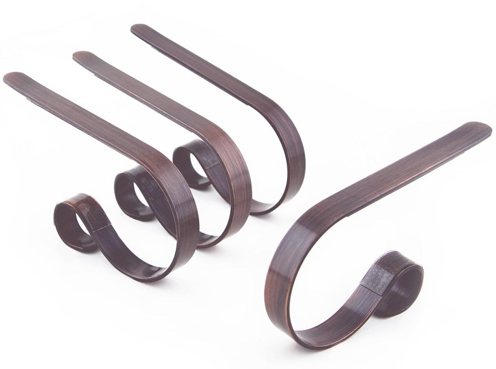 Oil-Rubbed Bronze Low Profile Metal Stocking Holders, 4 Pack