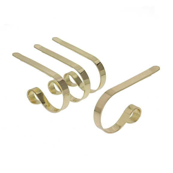 Haute Decor The Original MantleClip® Stocking Holder, 4 Pack - Brass