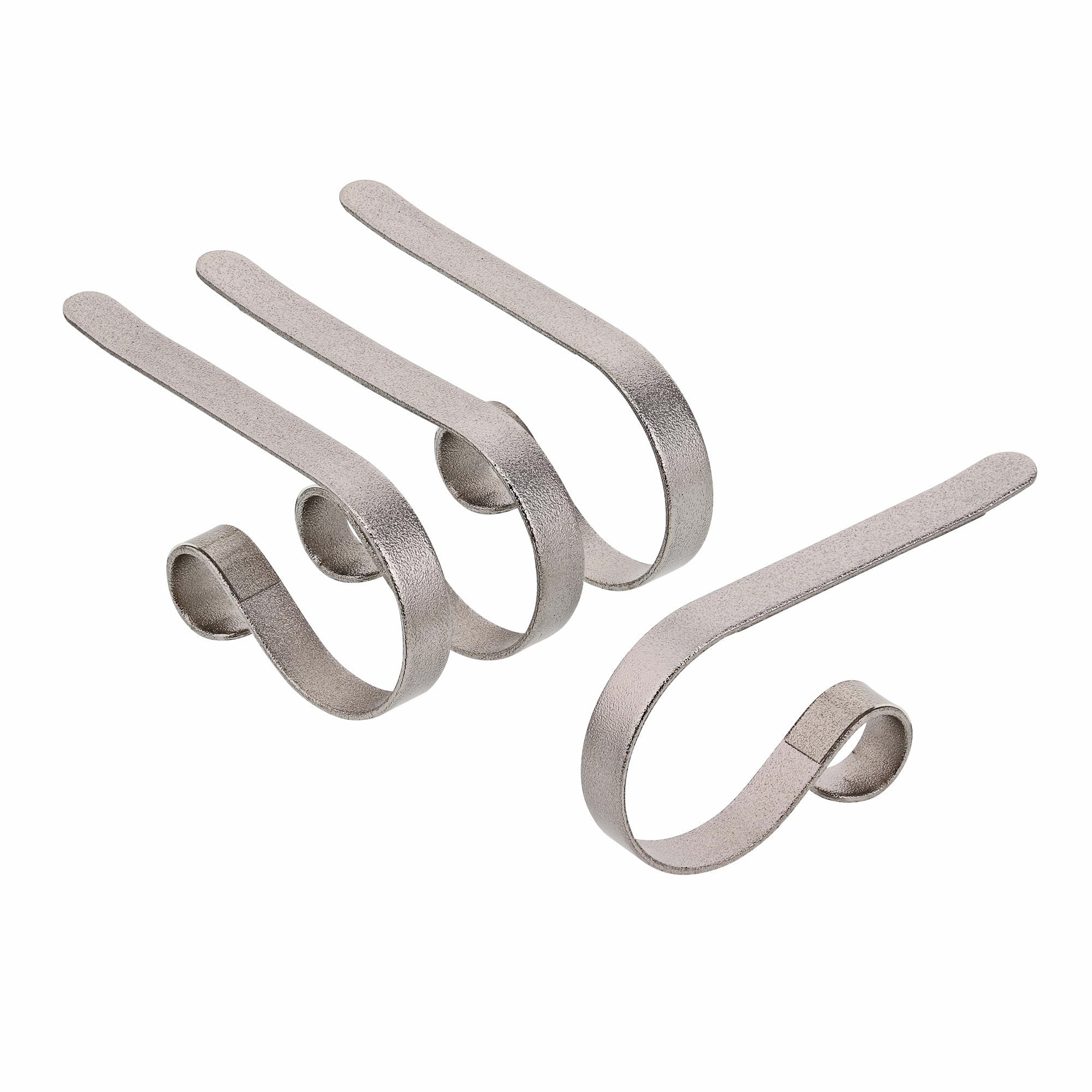 Silver Adjustable Metal MantleClip Stocking Holders, 4 Pack