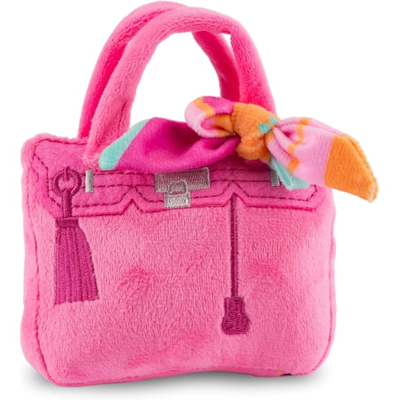 Haute Diggity Dog Barkin Bag Plush Dog Toy with Scarf, Interactive Squeaker, Machine-Washable, Small Size for All Breeds