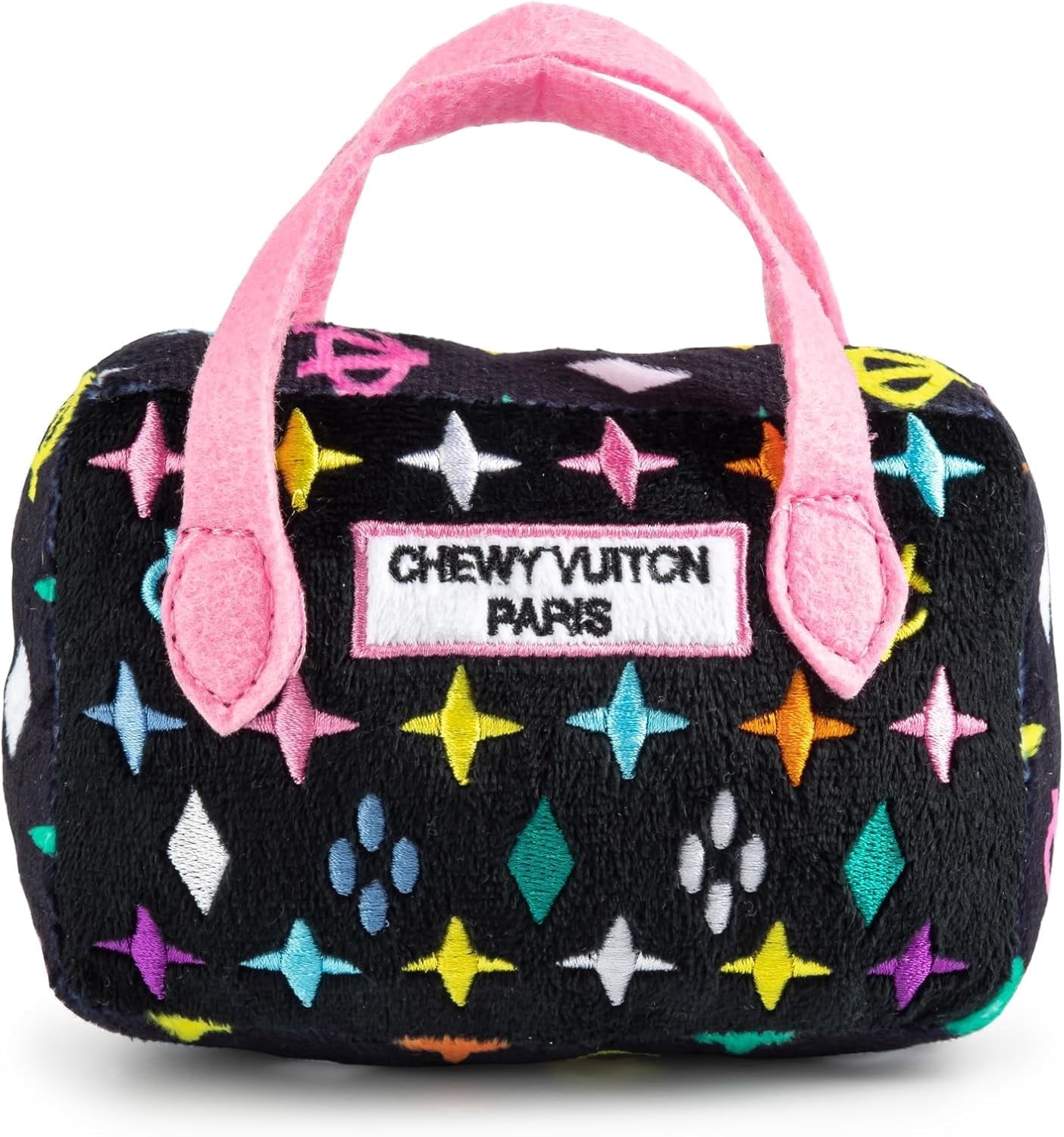 Haute Diggity Dog Monogram Chewy Vuiton Handbag, Plush Dog Toy with, Machine-Washable, for All Breeds, Size Small