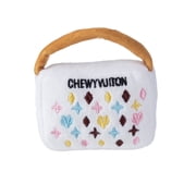 Haute Diggity Dog Chewy Vuiton Plush Squeaky Handbag Dog Toy, White, Small