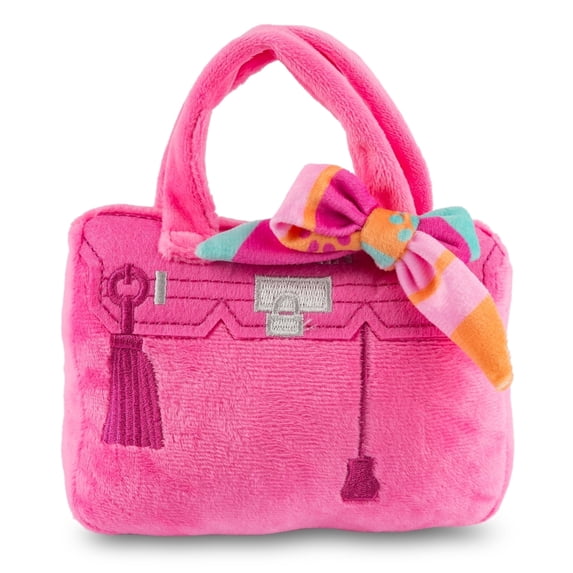 Haute Diggity Dog Barkin Bag with Scarf, Plush Dog Toy with Squeaker, Machine-Washable, for All Breeds, Size Medium