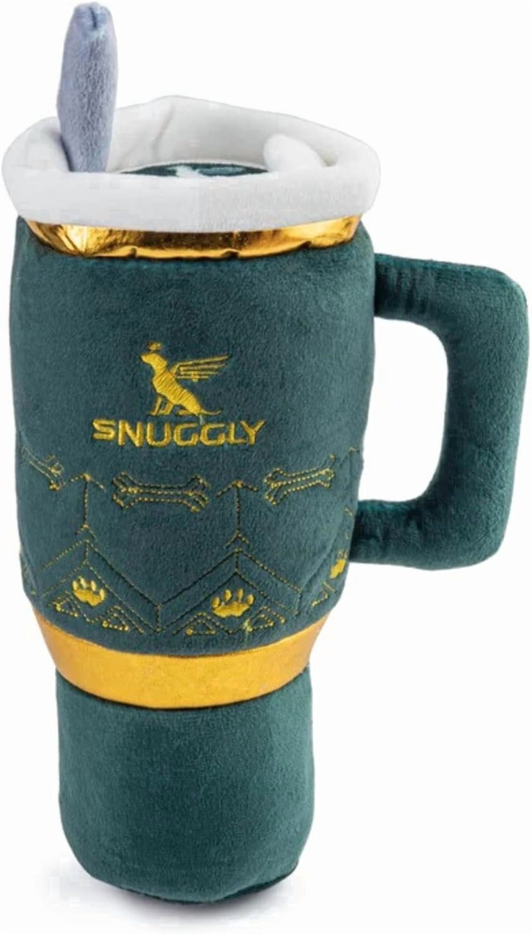 Haute Diggity Dog Snuggly Cup Plush Squeaky Bottle Dog Toy, Green, One Size