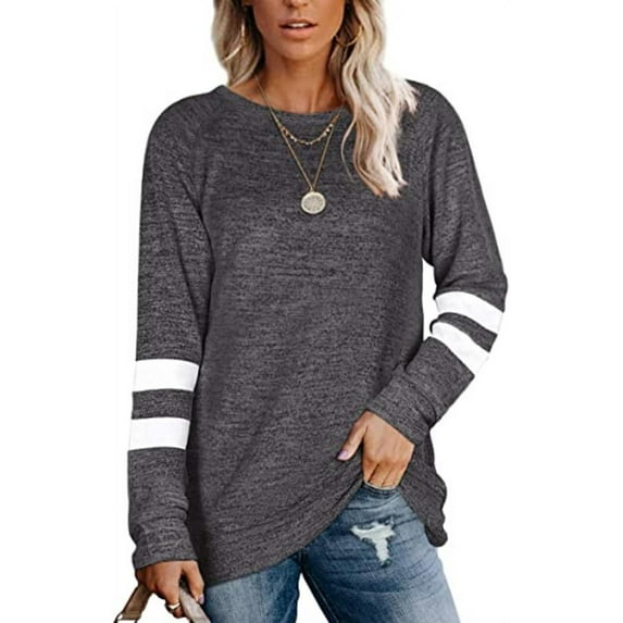 Haute Edition Female Women's Varsity Stripe Slouchy Long Sleeve T-Shirt Top
