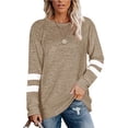 thumbnail image 1 of Haute Edition Female Women's Varsity Stripe Slouchy Long Sleeve T-Shirt Top, 1 of 3