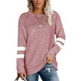 thumbnail image 1 of Haute Edition Female Women's Varsity Stripe Slouchy Long Sleeve T-Shirt Top, 1 of 3